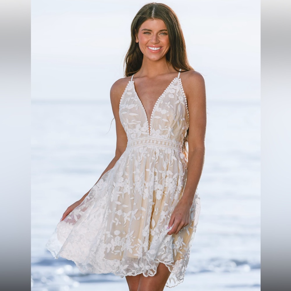 Cupshe x Madison Love Floral Lace Plunging Mini Dress